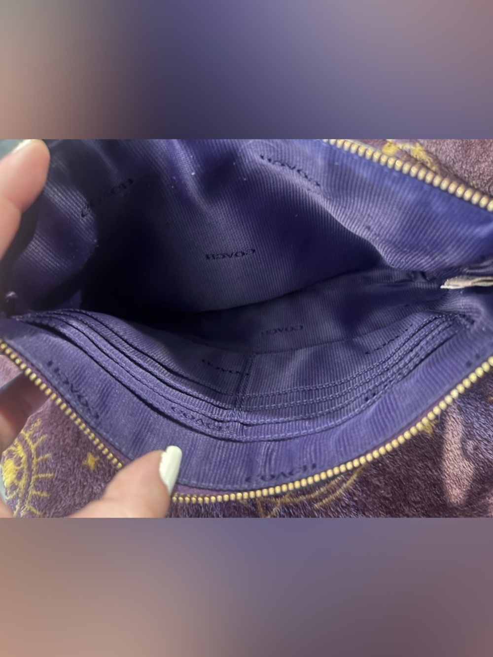🦄 Coach Purple Pebbled Leather Large Zip Wristlet | Stunning Rich Plum | EUC - Picture 13 of 16